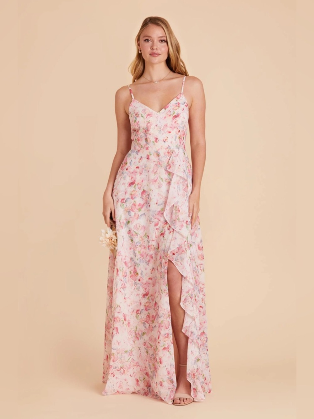 Birdy Grey Theresa Dress Chiffon Pink Falling Petals Size XL